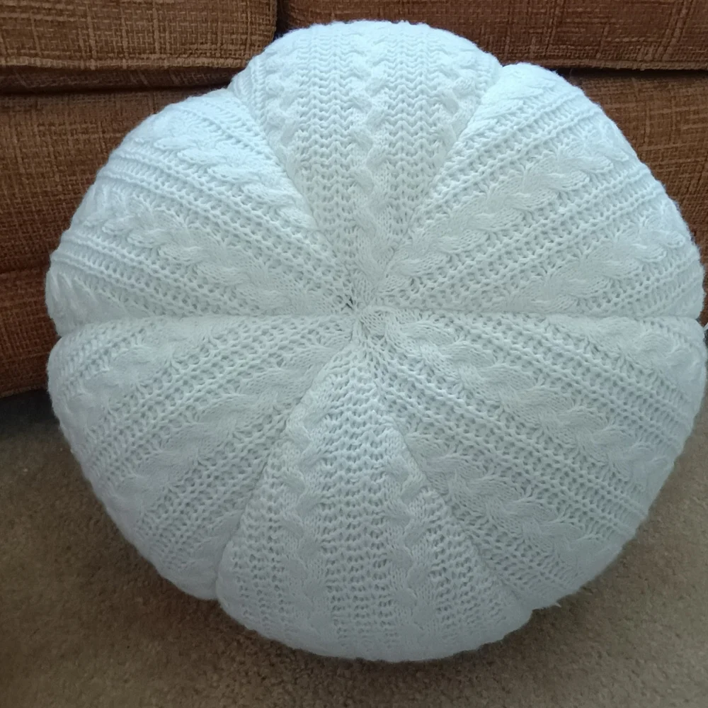 Huge Cable Knit Sweater Pumpkin Accent Pillow Fall Farmhouse Decor